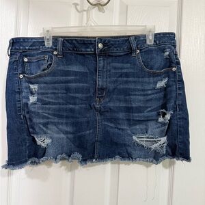 American Eagle Distressed Denim Mini Skirt